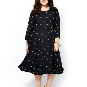 Melissa McCarthy Seven7 Lips Print Pleated Dress